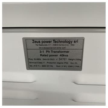Bieden: Zeus ZT40TS1H-1T 3-1 PH 400 to 230V Power Converter, Ophalen of Verzenden