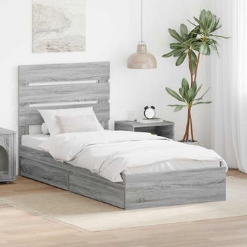 vidaXL Opbergbed met lade Grijs Sonoma 100 x 200 cm Bewerkt, Verzenden
