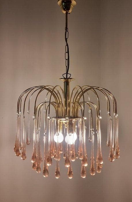 Kroonluchter - Wasserfall Design, Druppellamp - Metaal,, Antiek en Kunst, Antiek | Verlichting