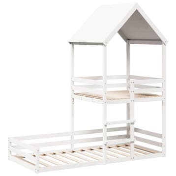 vidaXL Kinderbed met huisje massief grenenhout wit 90x200 cm, Verzenden