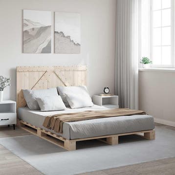 vidaXL Bedframe met hoofdbord massief grenenhout wit 140x200, Verzenden
