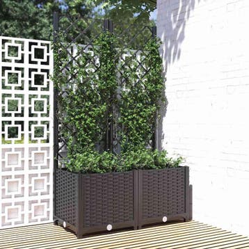 vidaXL Plantenbak met trellis zwart 80x40x136 cm PP, Verzenden