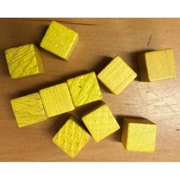 MAB 10 losse gele houten blokjes, Verzenden
