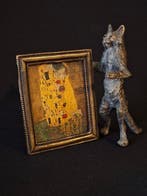 Franz Bergmann - Sculpture, Cat with Klimt`s The Kiss - 7.5