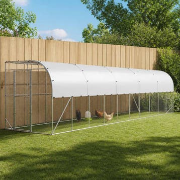 vidaXL Kippenhok Tegen de Muur zilver 600 x 150 x 215 cm, Verzenden, Nieuw
