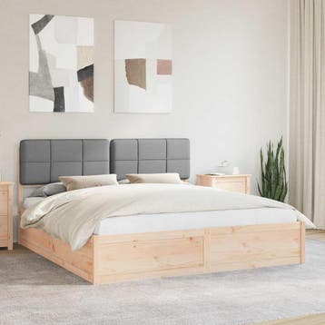 vidaXL Bedframe met Gevoerde Hoofdbord Lichtgrijs 180 x 200, Verzenden, Nieuw