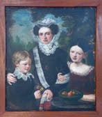 École européenne (XIX) - Sehr grosses Biedermeier, Antiquités & Art