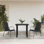 vidaXL 3-delige Tuinset textileen en staal zwart, Verzenden, Tuinset