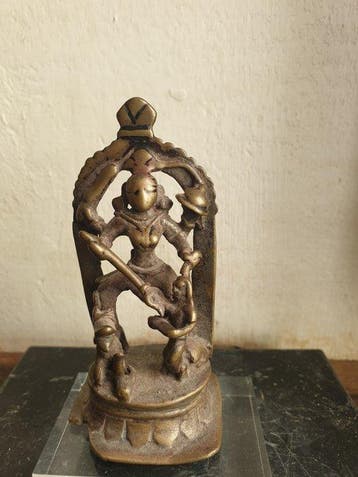 sculptuur, Durga Mahishasuramardini - siglo XVII - 10 cm -