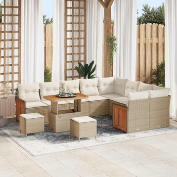 vidaXL Tuinbank Set 12 st 12-Aantal zitplaatsen Beige en, Verzenden