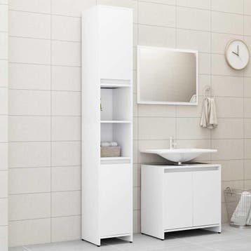 vidaXL 3-delige Badkamermeubelset bewerkt hout wit, Verzenden