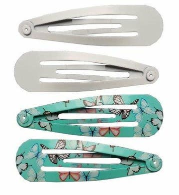 Haarspeld Klikklak 5cm – Vlinder Print Effen – Blauw Wit –, Nieuw