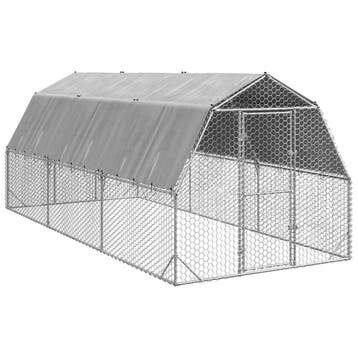 vidaXL Kippenren met dak 2,5x6x2,25 m gegalvaniseerd staal, Verzenden, Nieuw