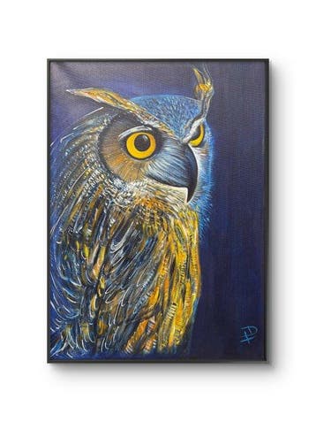 Luca Domiro - Sapphire Watcher Owl - Original painting