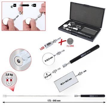 KS Tools inspectiespiegelset met LED-magneet 5-delig, Verzenden, Nieuw