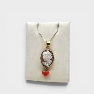 Koraal - Argento 925 - Cameo - Handgegraveerde camee