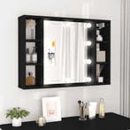 vidaXL Spiegelkast met LED-verlichting 76x15x55 cm zwart, Huis en Inrichting, Verzenden, Nieuw