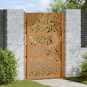 vidaXL Poort met bladontwerp 100x150 cm weervast staal, Tuin en Terras, Verzenden, Nieuw