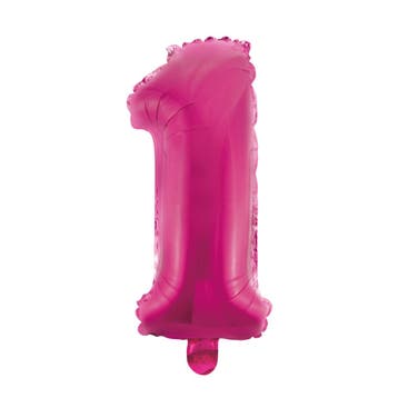 Folie Ballon Cijfer 1 Roze 41cm met Rietje, Verzenden, Nieuw