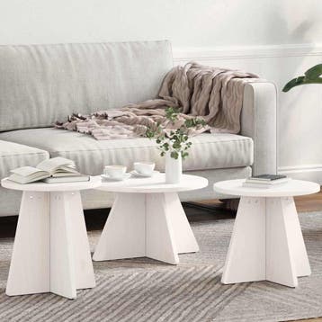 vidaXL Salontafel 3 st Wit 49 x 49 x 30 cm, Verzenden, Nieuw