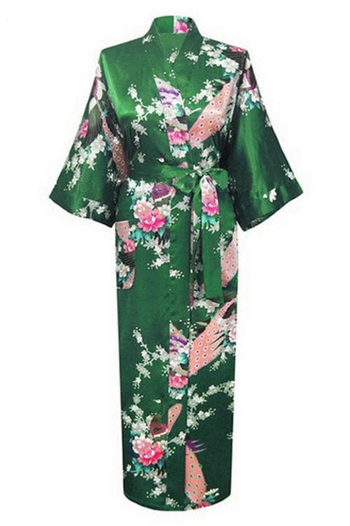 KIMU® Kimono Donker Groen 3/4 XS-S Yukata Satijn Onder de Kn, Kleding | Dames, Carnavalskleding en Feestkleding, Nieuw, Ophalen of Verzenden