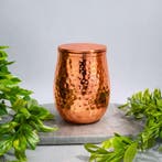 Puur koperen beker gehamerd gebogen met losse deksel – 400, Ophalen of Verzenden, Nieuw