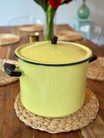 Kookpan - Emaille - Vintage cocotte en braadpan