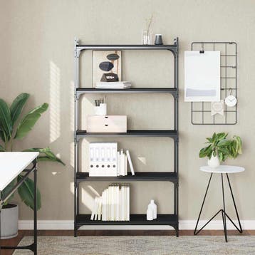 vidaXL Boekenkast 5-laags 80x30x154 cm bewerkt hout zwart, Verzenden, Nieuw