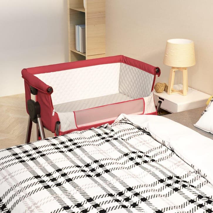 vidaXL Babybox met matras linnen rood, Enfants & Bébés, Chambre d'enfant | Lits, Envoi