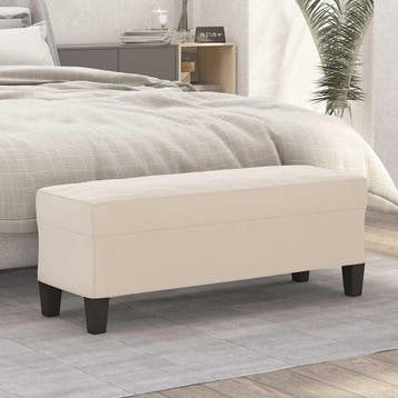 vidaXL Bankje 100x35x41 cm microvezelstof crèmekleurig, Verzenden, Nieuw