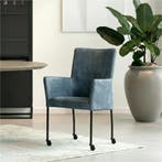 Leren eetkamerstoel Comfort met wieltjes en armleuning, Huis en Inrichting, Stoelen, Ophalen of Verzenden, Nieuw, Leer, Modern