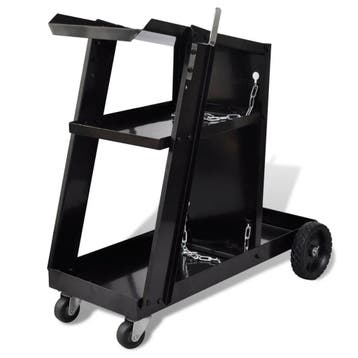 vidaXL Lasgereedschap wagen 3 planken zwart, Verzenden