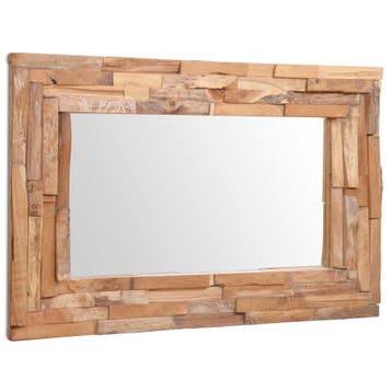 vidaXL Decoratieve spiegel rechthoekig 90x60 cm teakhout, Huis en Inrichting, Woonaccessoires | Spiegels, Verzenden, Nieuw