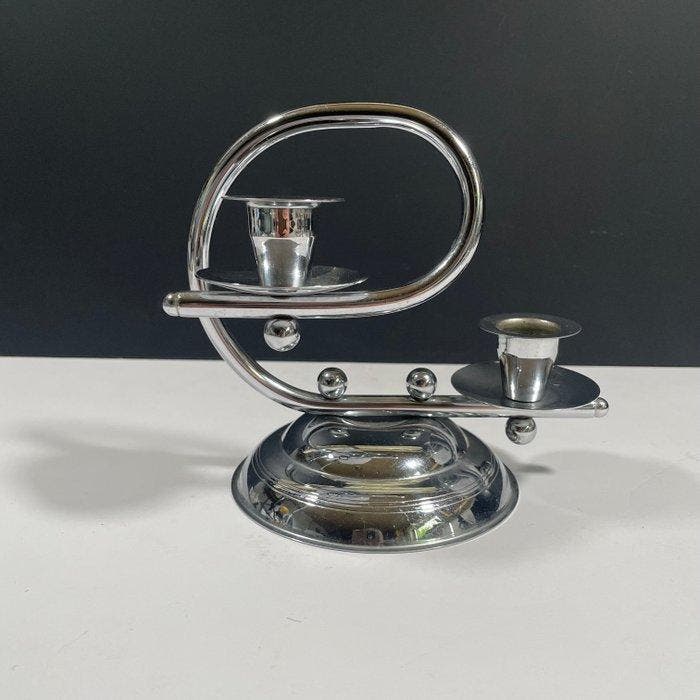 Kandelaar - Verchroomd, Antiquités & Art, Art | Objets design