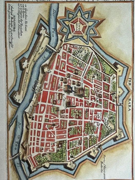 Italië - Emilia-Romagna// Ferrara; Gabriel Bodenehr il, Boeken, Atlassen en Landkaarten