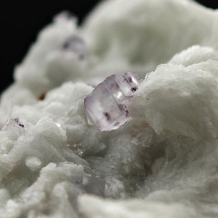 RARISSIME AMAZONITE avec FLUORITE VIOLETTE sur CLEVELANDITE,, Verzamelen, Mineralen en Fossielen
