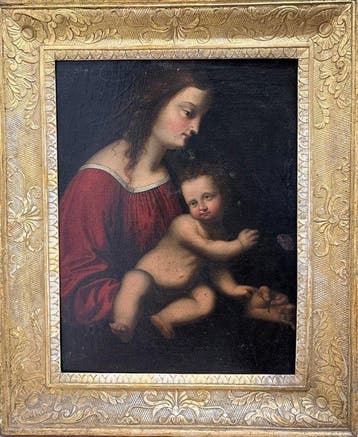 Italiaanse school (XVII) - Madonna con Bambino, Antiek en Kunst