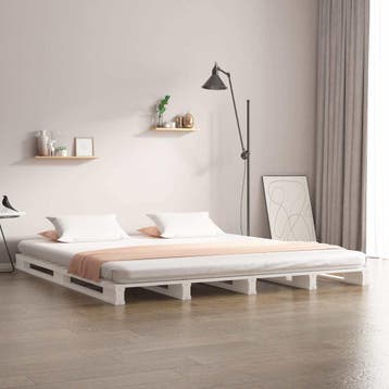 vidaXL Palletbed massief grenenhout wit 160x200 cm, Verzenden