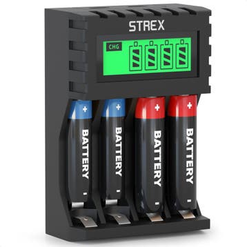 Strex Batterij Oplader - AA/AAA Batterijen - USB Oplaadbaar, Verzenden