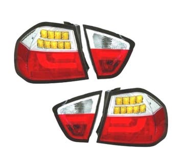 Feux Arrière Pour Bmw E90 05-08 Led Rouge Chromé, Autos : Pièces & Accessoires, Verzenden