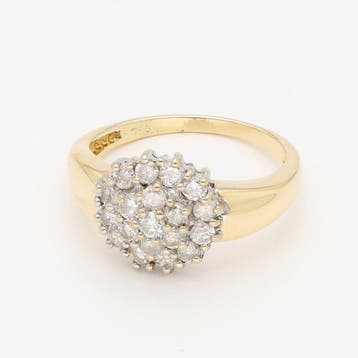 Ring - 18 karaat Geel goud, Witgoud Diamant (Natuurlijk), Handtassen en Accessoires, Ringen, Nieuw