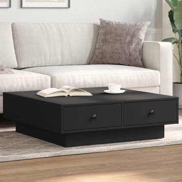 vidaXL Salontafel 90x90x28 cm spaanplaat zwart, Verzenden, Nieuw
