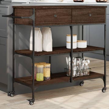 vidaXL Keukentrolley 105x42x95 cm bewerkt hout bruin, Verzenden