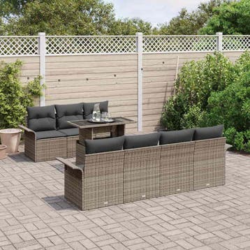 vidaXL Tuinbank Set 8 st Grijs [Synthetisch]: Poly Riet, Verzenden, Nieuw