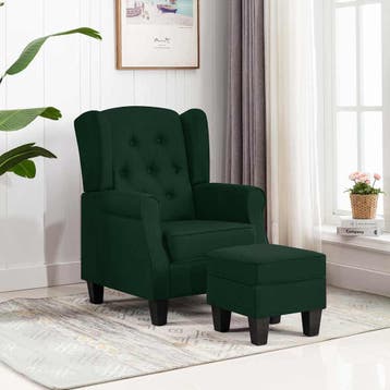 vidaXL Fauteuil met voetenbankje stof donkergroen, Huis en Inrichting, Verzenden, Nieuw