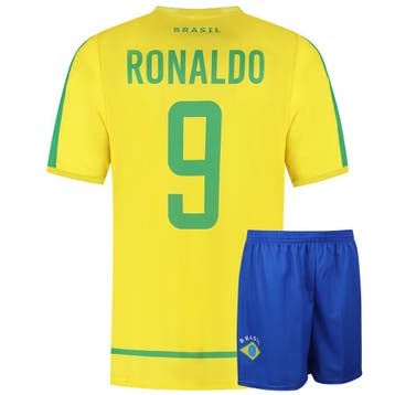 Kingdo Brazilie Voetbaltenue Thuis Ronaldo - WK 2002 - Kind, Verzenden, Bal