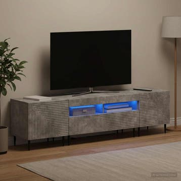 vidaXL 3-delige LED TV-kast Betongrijs Bewerkt hout, Huis en Inrichting, Kasten |Televisiemeubels, Verzenden, Nieuw