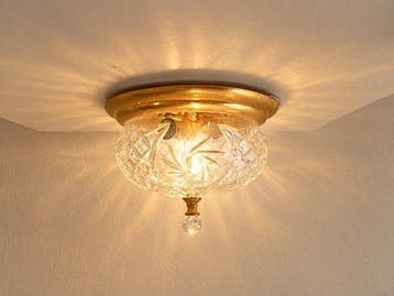 Plafondlamp - Vintage plafondlamp met gegraveerd glas -