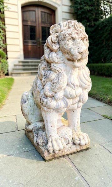 Beeld, Leone da giardino - 60 cm - Steen, Composiet - 1900