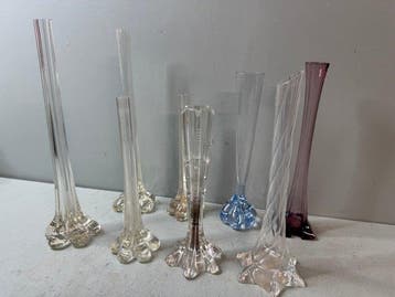 Vaas (8) - Prachtige Vintage Glazen Soliflore Vazen – Set